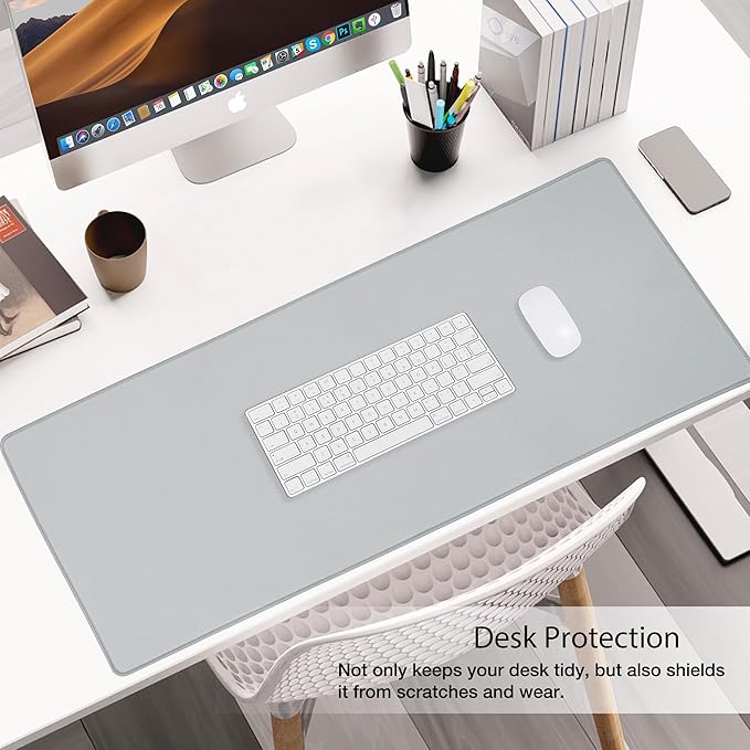 ALOANES Waterproof Mouse Pad with Durable Stitched Edge, Gaming Keyboard, Non-Slip Rubber Base Mouse Mat, Extended Desk pad for Gamer, Office& Home, Gray Mousepad 3XL(35.43"x15.74"x0.12")