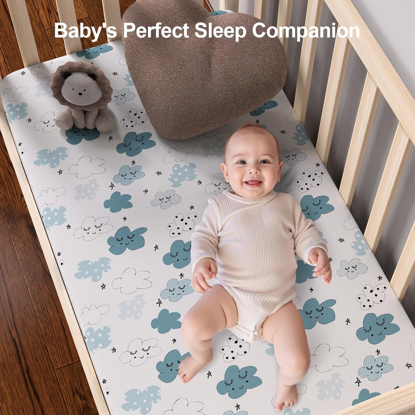 Pack N Play Sheets by [Brand Name] - Fitted 2-Pack for Standard Mattresses | Soft Breathable Unisex Design (Starry Sky & Clouds)