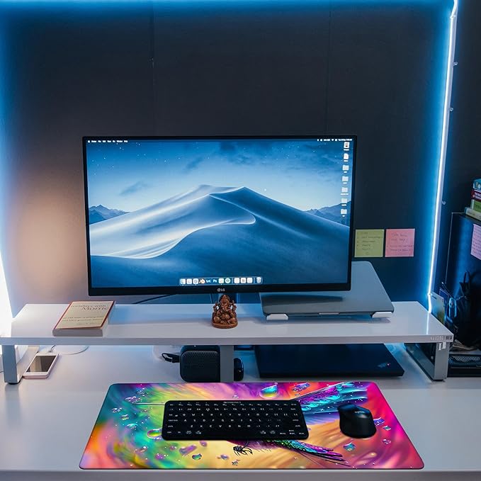 KOAIWPAE Large Gaming Mouse Pad for Desk, Colorful Hummingbird Desk Mat, Bright Hummingbird Desk Pad, 31.5"x15.7" Extended Big Computer Keyboard Mouse Pad with Non-Slip Base and Stitched Edge