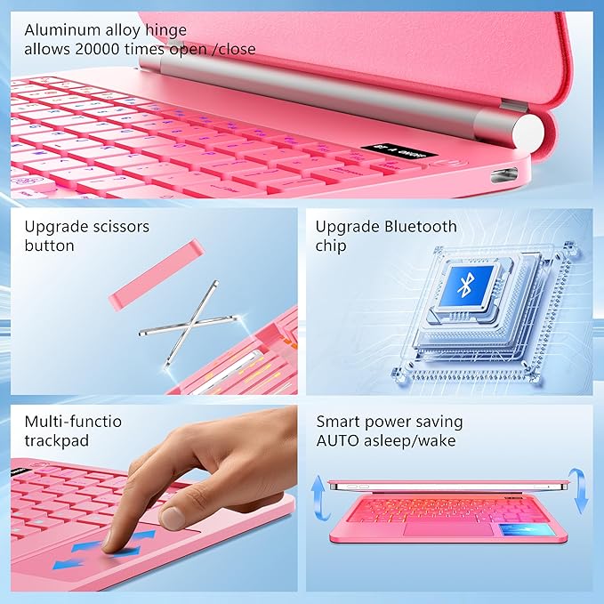 For iPad Air 11 inch Case with Keyboard (M3/M2, 2025/2024),Keyboard Case for iPad Pro 11 inch(1st/2nd/3rd/4th Gen),Easy-Set Floating Cantilever Stand - Multi-Touch Trackpad Backlit Keyboard