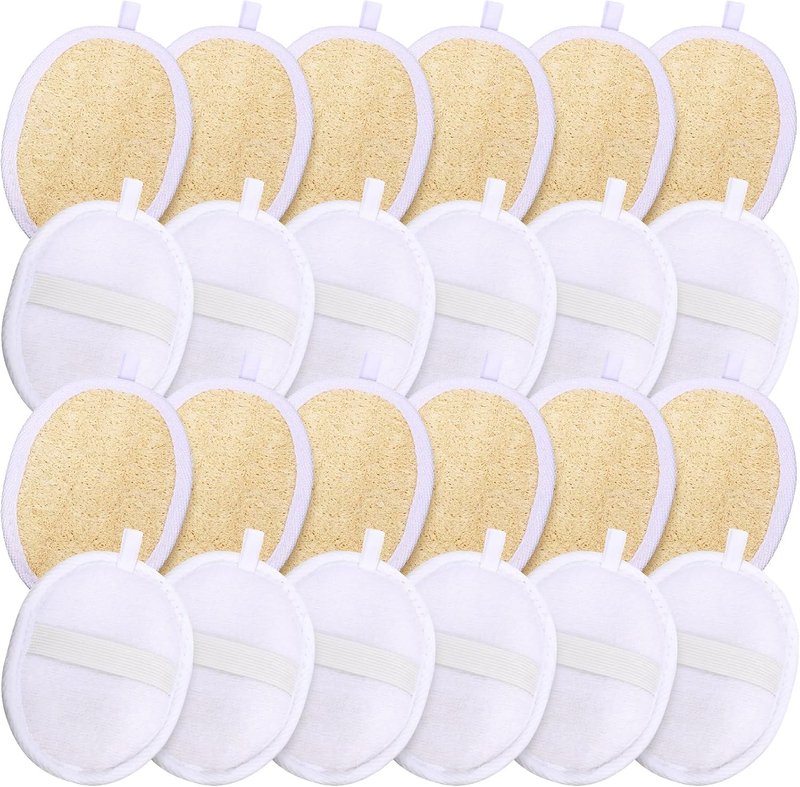 Loofah Pads - 24 Pcs Natural Exfoliating Mini Sponge Set for Bath & Shower | Ideal for Spa & Travel