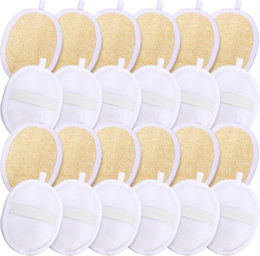 Loofah Pads - 24 Pcs Natural Exfoliating Mini Sponge Set for Bath & Shower | Ideal for Spa & Travel