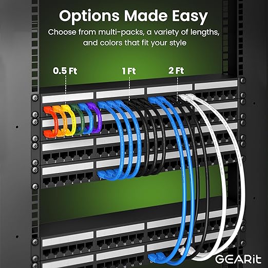 GEARit Cat 6 Ethernet Cable (20-Pack 5 Feet) Cat6 Network Patch, 10Gbps, RJ45, Snagless Cord, Gold-Plated Connectors, Internet for PC, TV, Tablet, Router, Printer, Servers, IT Data Center - White