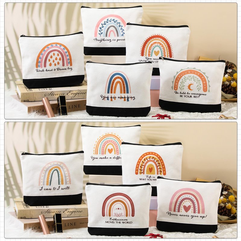 Sieral 30 Pcs Graduation Gifts Bulk CNA week Gifts Rainbow Canvas Makeup Bags for Women Appreciation Inspirational Cosmetic Bags Thank You Gift for Employee Coworker Office Must Have(Motivational)