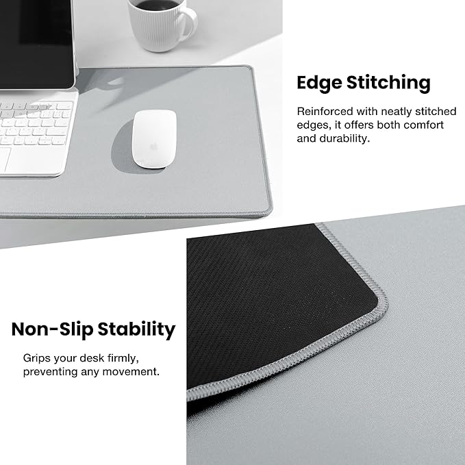ALOANES Waterproof Mouse Pad with Durable Stitched Edge, Gaming Keyboard, Non-Slip Rubber Base Mouse Mat, Extended Desk pad for Gamer, Office& Home, Gray Mousepad 2XL(31.5"x 15.7" x0.12")