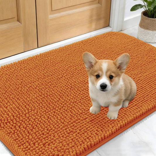 OLANLY Dog Door Mat - Absorbent Non-Slip Chenille Mat for Muddy Paws | 30x17 Inches, Quick Dry Clay Color