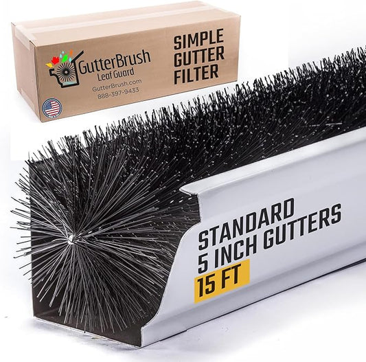 GutterBrush Gutter Guard for 5 Inch Gutters - 15 Ft DIY Leaf Filter Insert | Gutter Protection Brush Blocks Leaves & Debris | 4.25" Diameter - Alternative to Gutter Covers & Screens | Made in USA