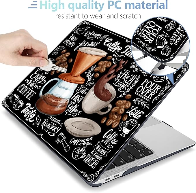 MEEgoodo MacBook Air 13 inch Case 2021 2020 2019 2018 Released A2337 M1 A2179 A1932 Touch ID, Plastic Hard Shell & Keyboard Cover Compatible MacBook Air Case 13.3, Coffee (A2337/A2179/A1932)