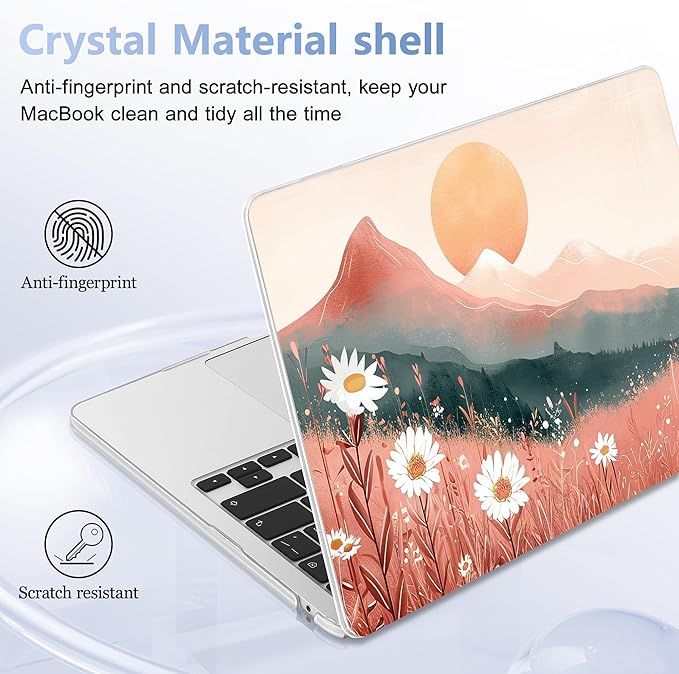 Lepeoac Case for 2026/2025/2024/2023 MacBook Air 15-inch Laptop Release M5 A3448 /M4 A3241 /M3 A3114 /M2 A2941, Stylish Protective Hard Shell Cover for MacBook Air 15.3 inch, Mountains