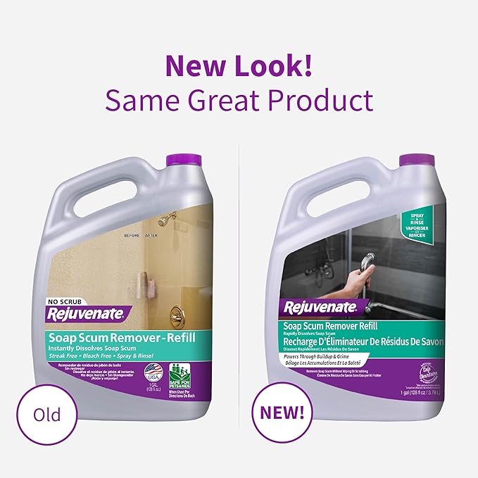 Rejuvenate Soap Scum Remover Refill Easily Dissolves Soap Scum Without Scrubbing, 1 Gallon