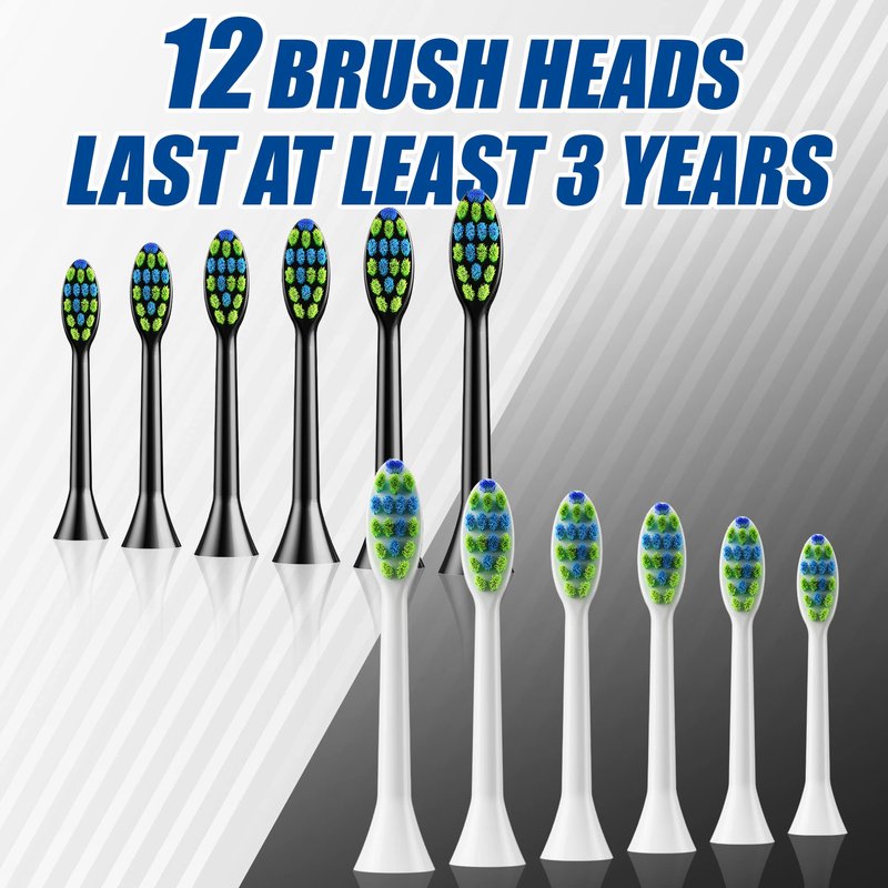 7AM2M Rechargeable Sonic Electric Toothbrush 2 Pack, Soft Toothbrushes for Adults and Kids with 12 Brush Heads, IPX7 One Charge Use for 90 Days, 5 Modes with 2 Minutes Build in Smart Timer