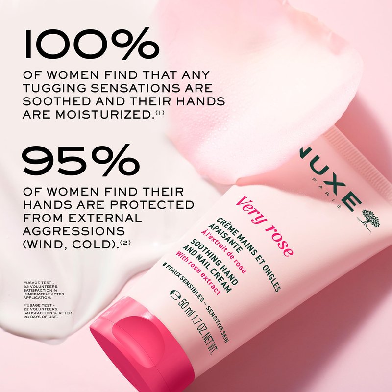 NUXE Very Rose Hand and Nail Cream, Hydrating & Soothing Hand Moisturizer with Rose Oil Extract, Aloe Vera and Glycerin, 1.7 Fl Oz
