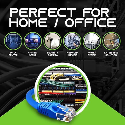GearIT 24-Pack, Cat5e Ethernet Patch Cable 6 Feet - Snagless RJ45 Computer LAN Network Cord, Blue - Compatible with 24 48 Port Switch POE Rackmount 24port Gigabit
