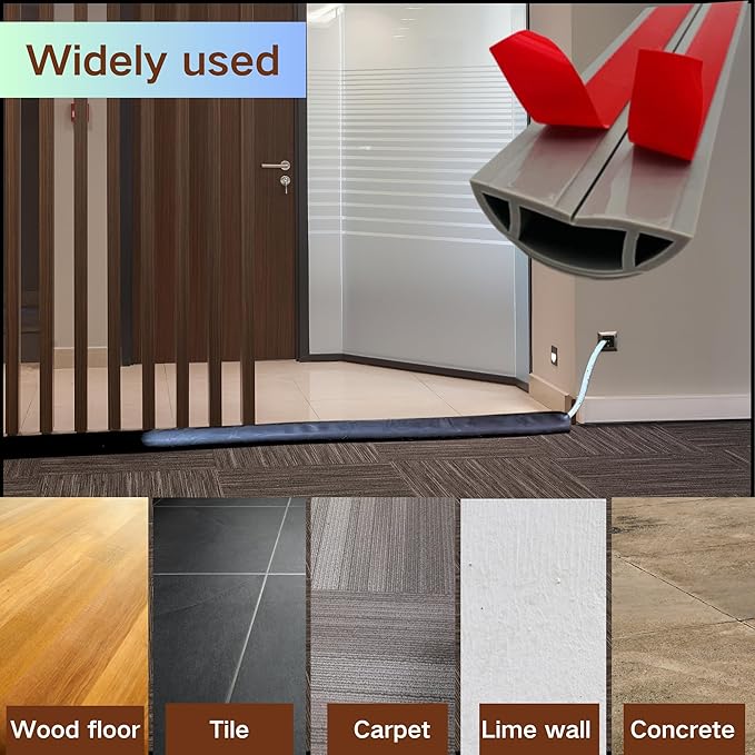 BEIEBIJOB Self Adhesive Floor Cord Cover, Cord Hider Floor, 10ft, Brown