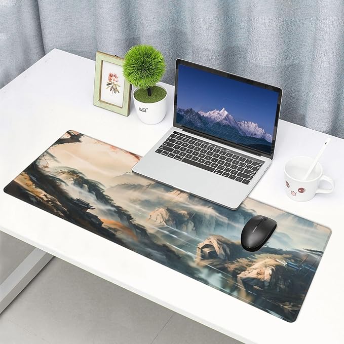 PPZCXWP Large Mouse Pads Anime Landscape Mountain Wilderness Wonderland Non-Slip Rubber Base Gaming Mousepad, Keyboard and Mouse Pad with Stitched Edges,PC Desk Mat for Game,Work,Office(31.5"*11.8")