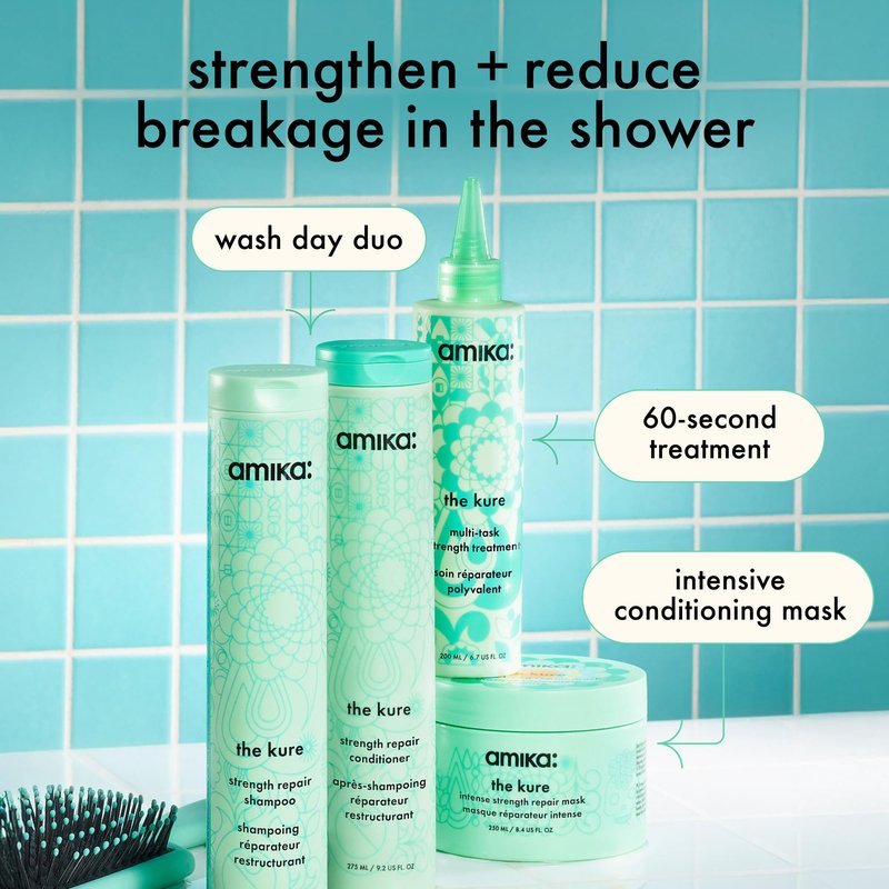 amika the kure bond repair shampoo & conditioner, 275ml each