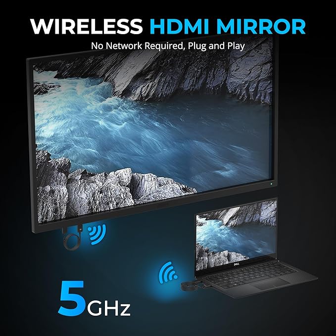 SABRENT Wireless HDMI Transmitter and Receiver 100FT/30M, 1080p@60Hz Plug and Play, No Wi-Fi Required, Stream from PC or Laptop to TV or Projector (DA-H1R1)