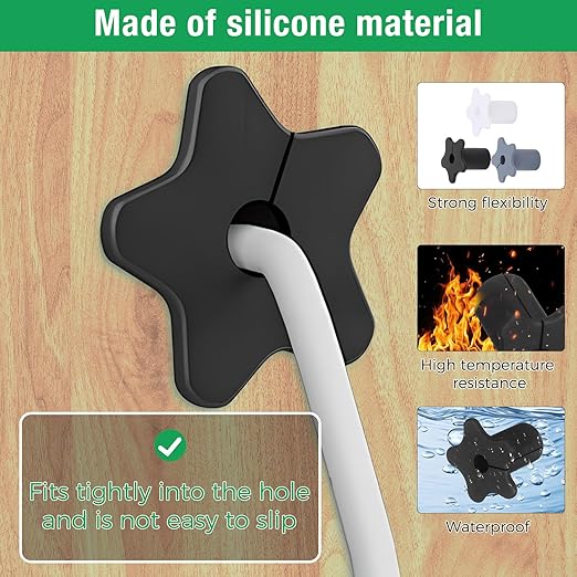 EASYEAH 6pc Starlink Cable Grommet 5/8" Silicone Waterproof Wall Hole Pass Through Split Cable Bushings for TV Wire Ethernet Cord, Starlink Cable Routing Kit Accessories, 27.6mm/1.09" Ht, Grey