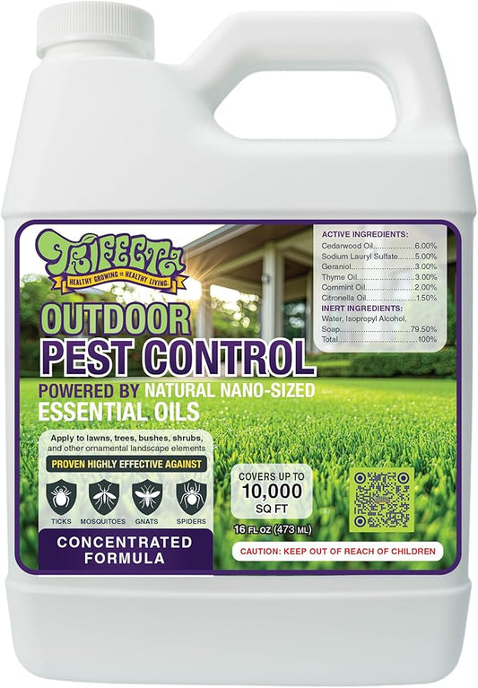 Trifecta Natural Outdoor Pest Control Yard Spray with Essential Oils | Mosquito, Ant, Flea, Tick, Gnat Killer on Contact & Repellent Treatment for Insects Bugs | Safe Around Kids & Pets | 16oz Conc