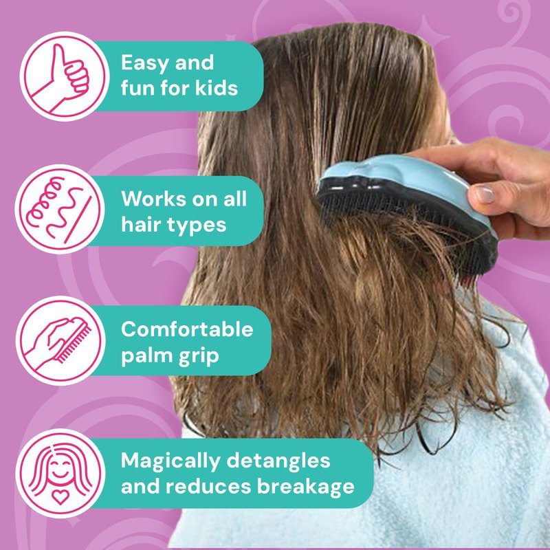 Knot Genie Teeny Detangling Hair Brush for Kids (Pink Relief) | Perfect Detangling Brush for Curly Hair, Gently Separate Tangles, Leaves Hair Smooth and Shiny | The Pain Free Knot Detangler