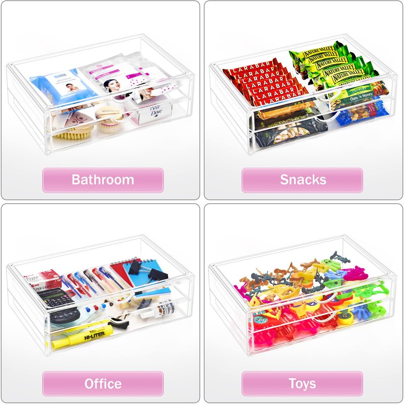 Sorbus Large Stackable Acrylic Drawers - 1 Clear Storage Drawers for Organizing Make up, Nail Polish, Hair Accessories, and Beauty Supplies - Makeup Organizer for Vanity, Bathroom Organizer Countertop