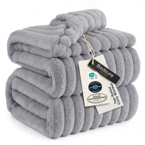 Bedsure GentleSoft California King Size Blanket for Bed - Cozy Soft Blankets for Women, Cute Large Throws for Girls, Light Grey, 102x96 Inches