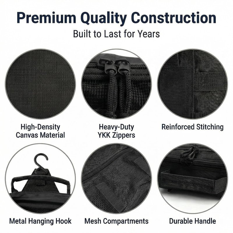 GVCELS Mens Toiletry Travel Bag Tactical Toiletry Bag for Men Bathroom Dopp Kit Hanging Travel Toiletry Bag for Men Shaving Hygiene Bag Travel Toiletry Organizer Short Trips Bag, Black