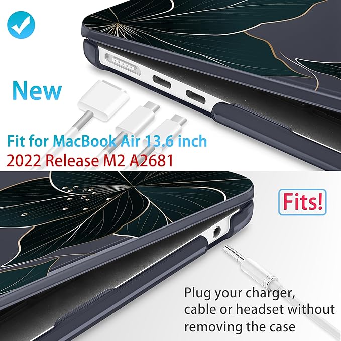 Mektron for 2026 MacBook Air 13-inch M5 Laptop Case A3449 with 13.6-inch Liquid Retina Display Fits 2025 A3240 M4 2024 A3113 M3 2023 A2681 M2 Printed Hard Shell for MacBook Air 13.6", Floral C218