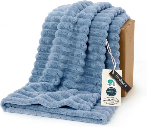 Bedsure GentleSoft Fall Throw Blanket - Cozy Blue Blanket for Couch, Perfect for Women & Girls, 50x60 Inches