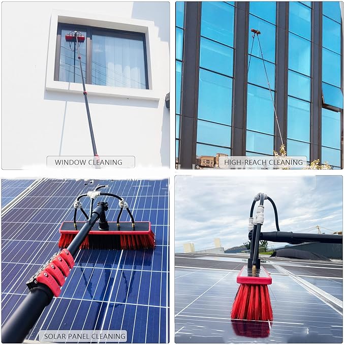 Window Cleaning Pole,High-Altitude Cleaning Brushes,Water Fed Telescopic Brush Conservatory Roof Cleaning Tools for Photovoltaic Panel Cleaning,3M