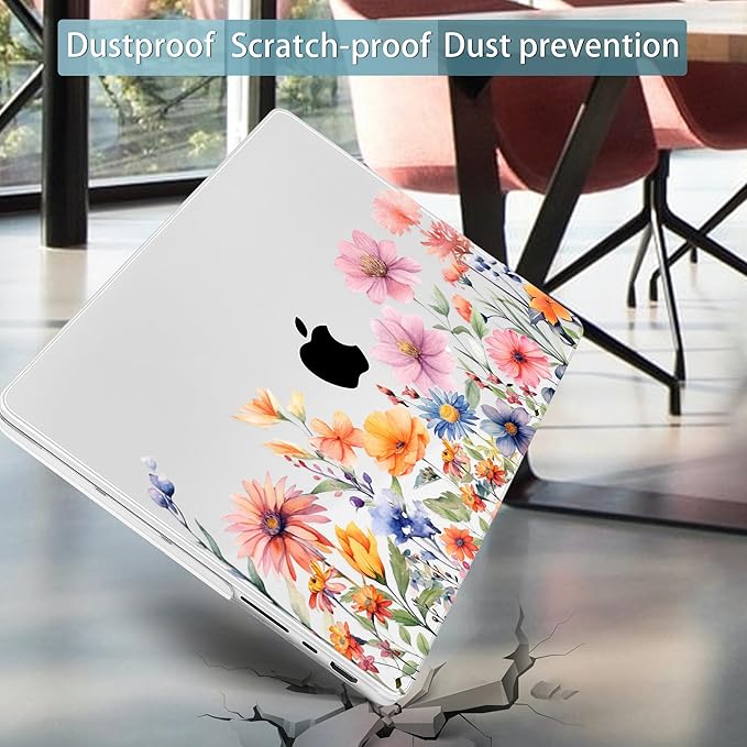 Mektron Case for 2026 M5 MacBook Pro 16 inch A3429 A3428 M4 A3403 A3186 M3 A2991 M2 A2780 M1 A2485 (2021-2025) Pro/Max with Liquid Retina XDR, Hard Shell Plastic Laptop Cover, Floral P165
