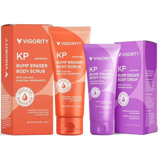 KP Bump Eraser Body Scrub & Keratosis Pilaris Lotion Bundle Set â Strawberry Legs Treatment for Women - Exfoliates & Deeply Hydrates for Smoother Healthy-Looking Skin (6.5 Fl Oz (Pack of 2))