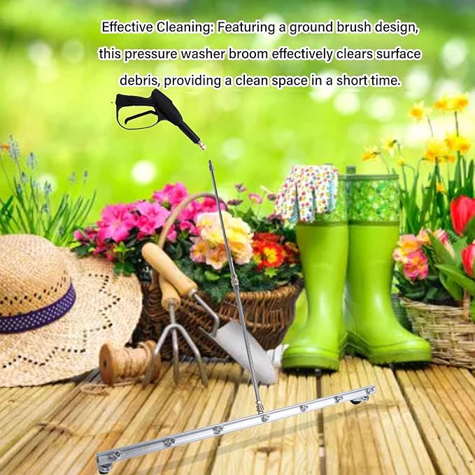 39.37inch Pressure Washer Cleaner, Power Pressure Washer Attachment, Stainless Steel Water Broom with 1/4inch Quick Connector, Surface Cleaner for Household and Business Use (for Floor)