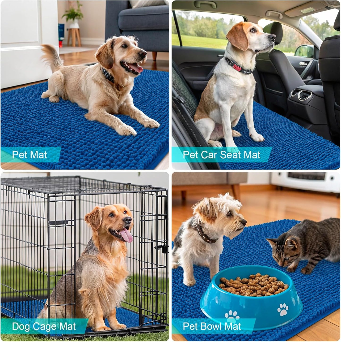 OLANLY Dog Door Mat - Absorbent Non-Slip Washable Doormat for Muddy Paws | 70x35 Deep Navy Blue