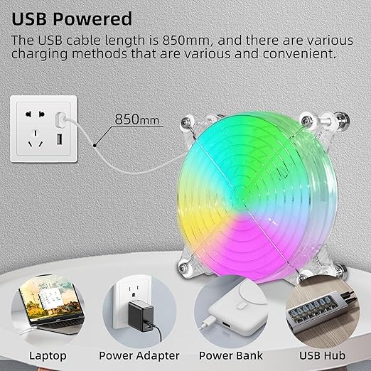 120mm 4.72" Small 5V USB Fan with Magnetic Screws – Quiet LED PC Cooling Fan for Mini PC, Laptop, PS5, Xbox, TV Box, Cabinet, Server & Electronic Devices