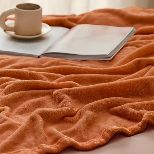 Bedsure GentleSoft Fleece Blanket - King Size Dark Orange, 280GSM Soft & Cozy for Bed, Sofa, Travel