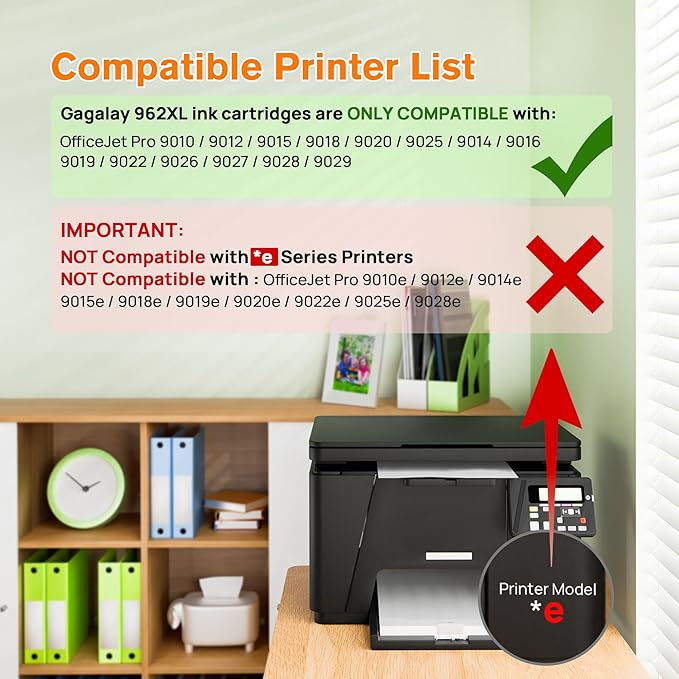 Gagalay 962XL 962 Ink Replacment for HP 962XL Ink Cartridges Combo Pack for HP Ink 962XL Black and 962 Color Combo Pack High Yield Work with Officejet Pro 9010 9020 9015 Series Printers, 4 Pack