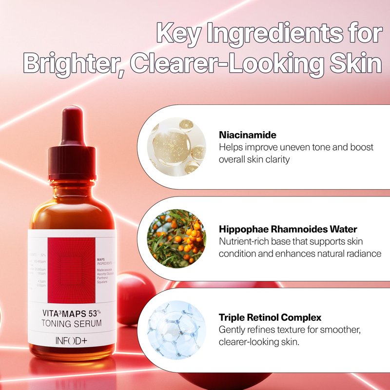 INFODPLUS Advanced Toning Serum with Tranexamic Acid, Intensive Dark Spot Discoloration and Uneven Tone Care, Niacinamide, Retinol Complex for Radiant Glow Facial Serum Korean Skincare 1.01 fl oz