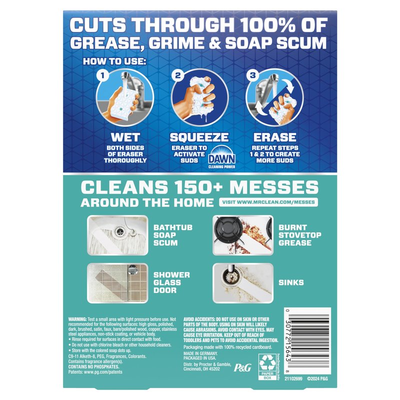 Mr. Clean Magic Eraser Foaming Sponge, All Purpose Cleaner, Dawn Cleaning Power, Wall, Sneaker, Oven Cleaner, Kitchen, Bathroom, Shower Cleaning Supplies, Scrubber, Ultra Foamy, 5ct