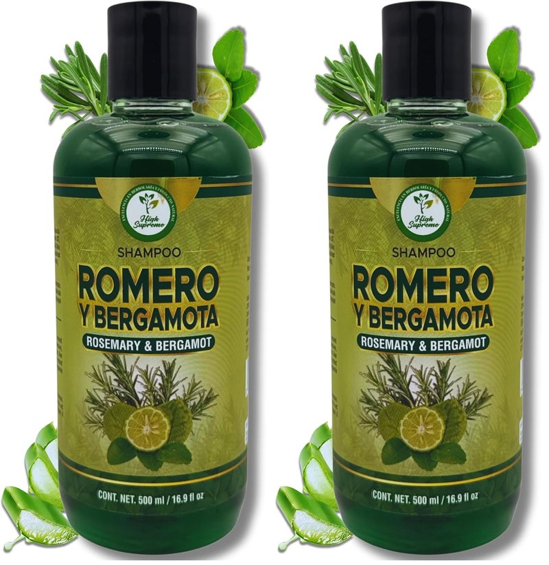 Nourishing Rosemary Aloe Vera Bergamot Shampoo - Sulfate-Free Hair Care | 16.9 fl oz (Pack of 2)