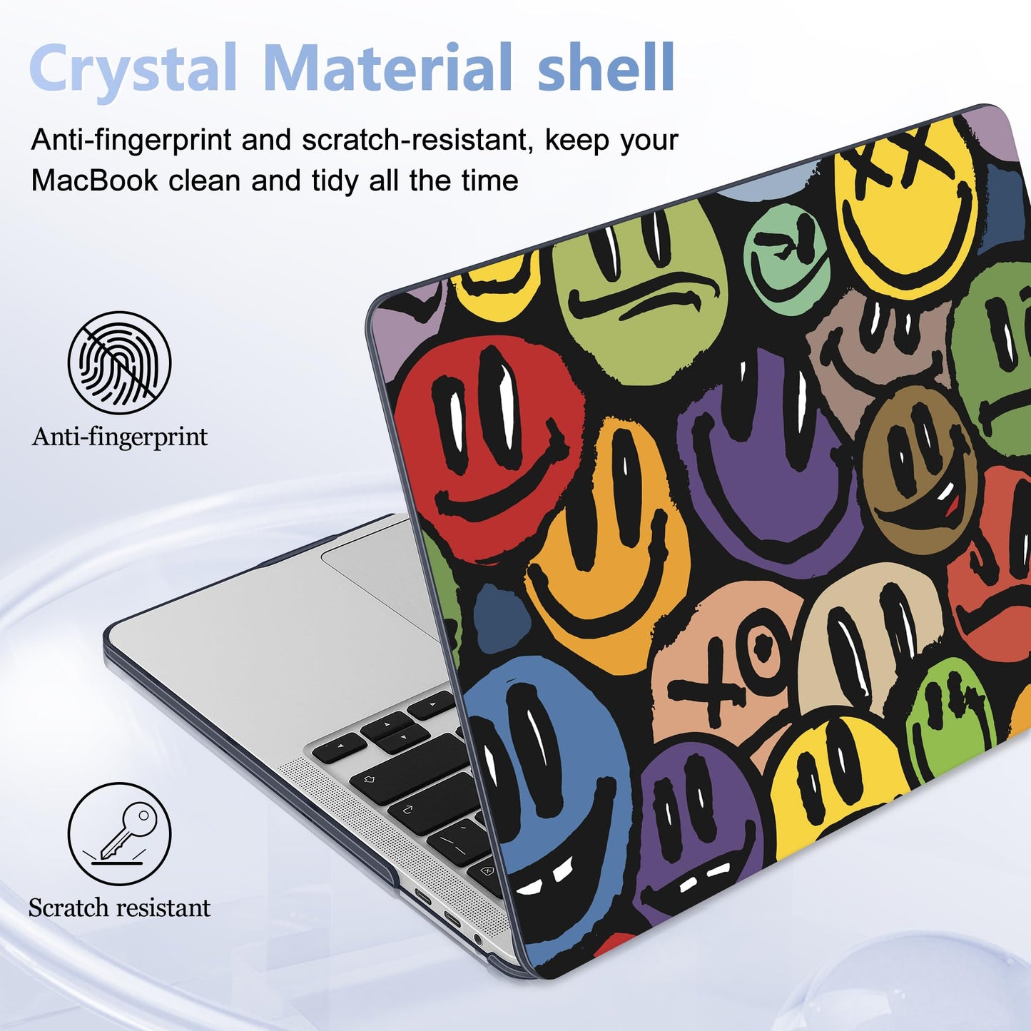 Lepeoac for MacBook Pro 16 inch Case 2019 2020 Release Model A2141, Plastic Hard Shell Cover with Keyboard Cover & Screen Protector for MacBook Pro 16 inch with Touch Bar & Touch ID, Happy Emoji