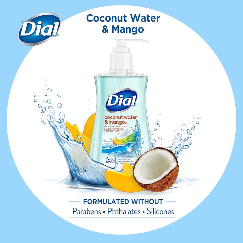 Dial Liquid Hand Soap - Coconut Water & Mango, 7.5oz | Pack of 12