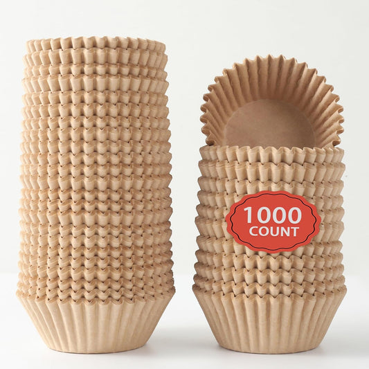 Regine Switzerland Brown Paper Cupcake Liners - 1000 Count, Greaseproof Baking Muffin Wrappers, 1.4 Inch