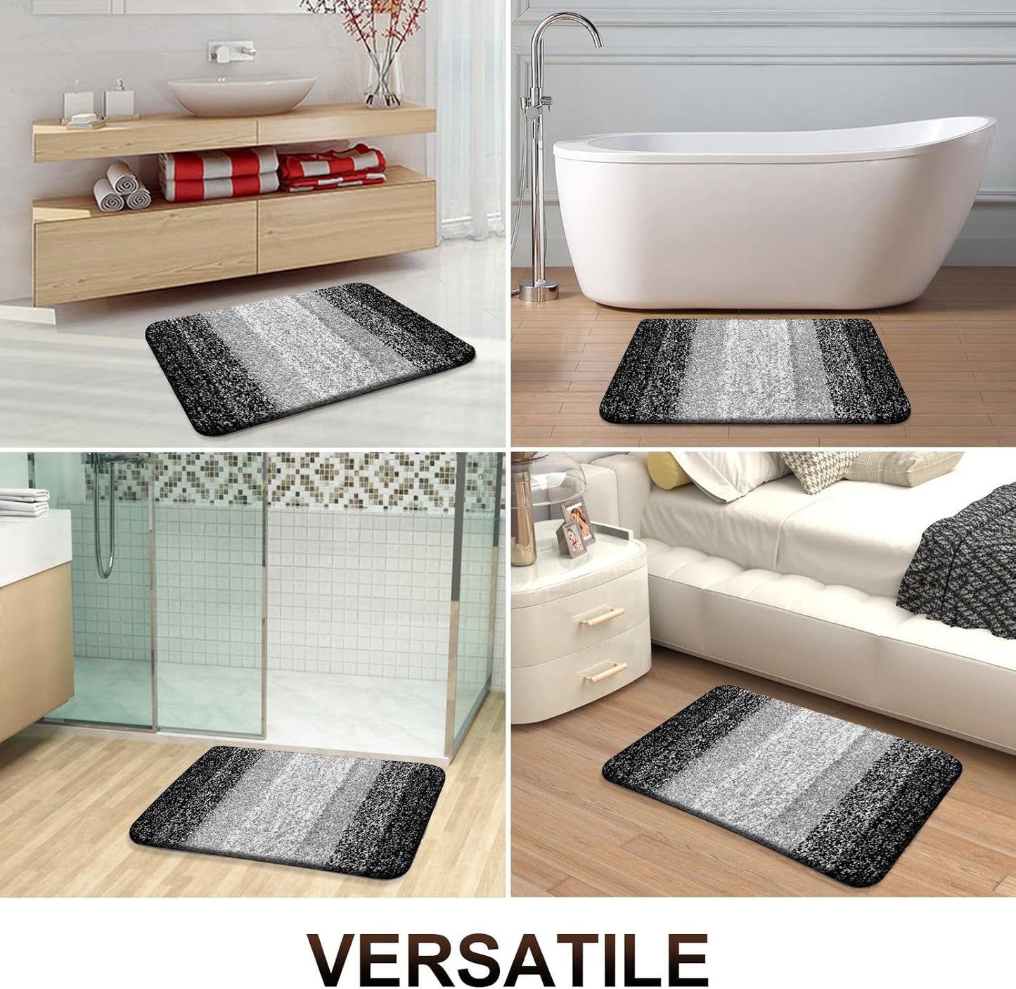 OLANLY Bathroom Runner Rug - Extra Soft Microfiber, Quick Dry & Machine Washable | 59"x24", Black