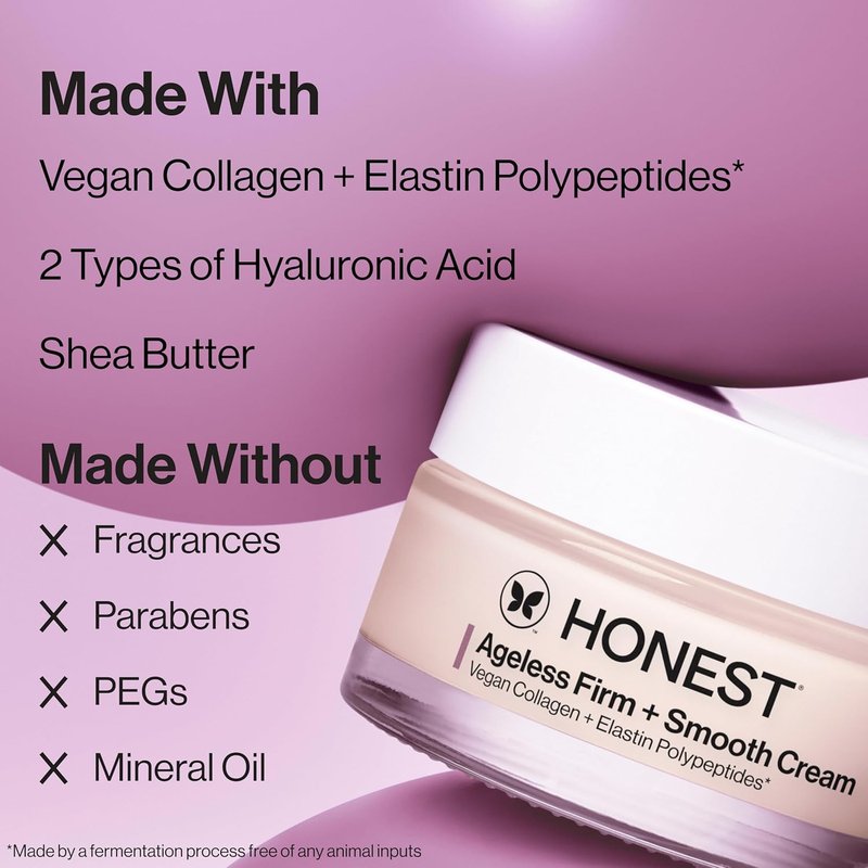 Honest Beauty Ageless Firming Cream - Vegan Collagen & Elastin, Fragrance-Free | 1.7 fl oz