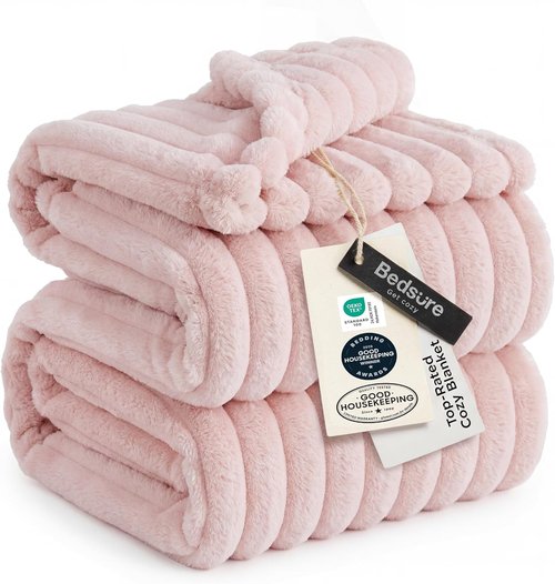 Bedsure GentleSoft Blanket - Cozy California King Size Throw in Crystal Pink, 102x96 Inches