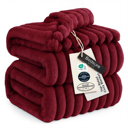 Bedsure GentleSoft Red Blanket for Couch - Cozy Soft Blankets for Women, Cute Small Throws for Girls, 90x90 Inches