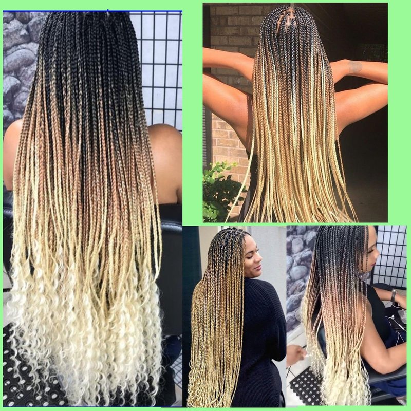 RUN SHUI Ombre Pre stretched Braiding Hair, 36 Inch 4 tones Braid Hair Extensions, 8 packs Multi Color Blend Braiding Hair Pre-stretched, Crochet Hair Braiding(36''-8packs, 1b/30/27/613)