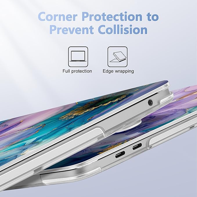 Lepeoac Case for MacBook Pro 13 inch Case M2 2022-2016 A2338 M1 A2251 A2289 A2159 A1989 A1708 A1706, Plastic Hard Shell + Keyboard Cover + Dust Plug, Fluid Art Flowers