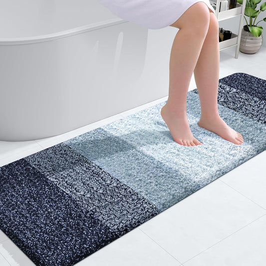 OLANLY Bathroom Runner Rug - Extra Soft Microfiber, Quick Dry & Washable | 59x20, Airy Blue